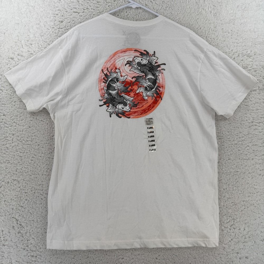Hawaiian Island Creations Shirt Mens XL White Koi Fish Graphic Tee Surf NEW